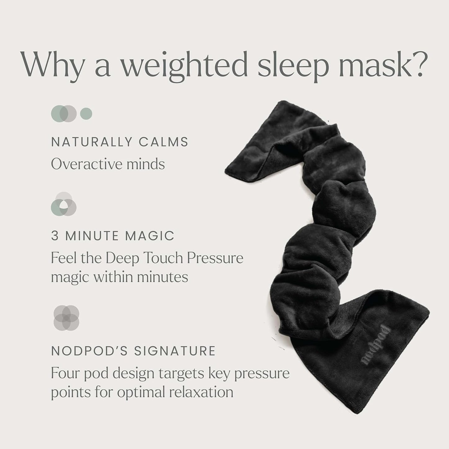 Gentle Pressure Sleep Mask | Patented Light Blocking Design for Sleeping, Traveling & Relaxation - Black Onyx