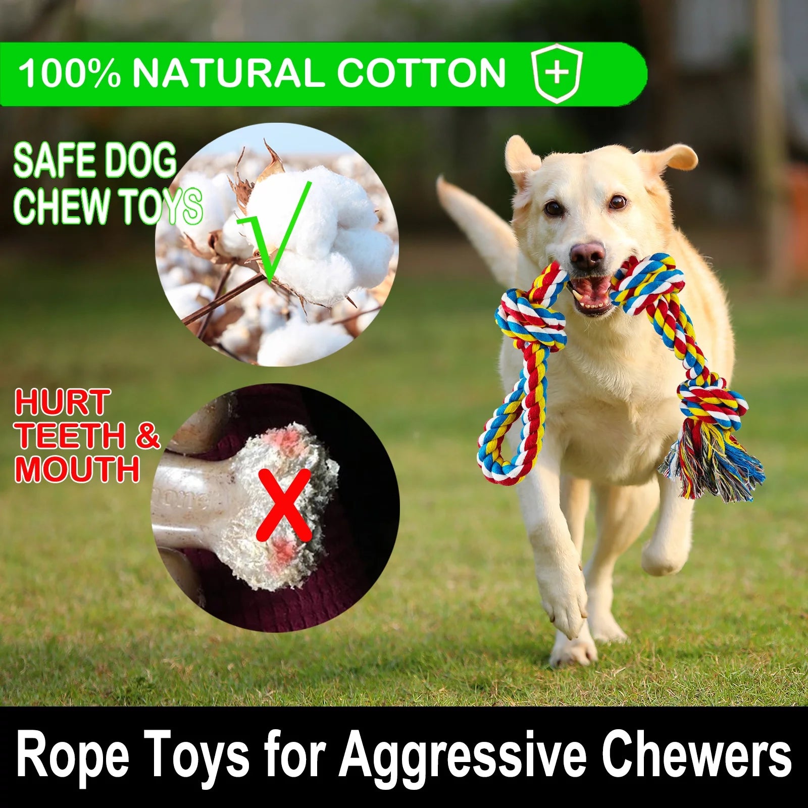 Large Dog Chew Toys for Aggressive Chewers, 12 Pack Indestructible Dog Rope Toys for Large Breeds, Heavy Duty Dental Cotton Rope Dog Toys, Puppy Teething Chew Toys, Tug of War Dog Toy