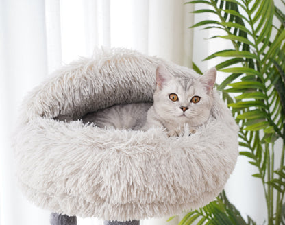 4-Level Grey Cat Tree with Condo and Scratching Pad, 48'' Height